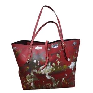 Coach Market Tote 37756 Large Burgundy Polished Pebble Leather Shoulder Bag